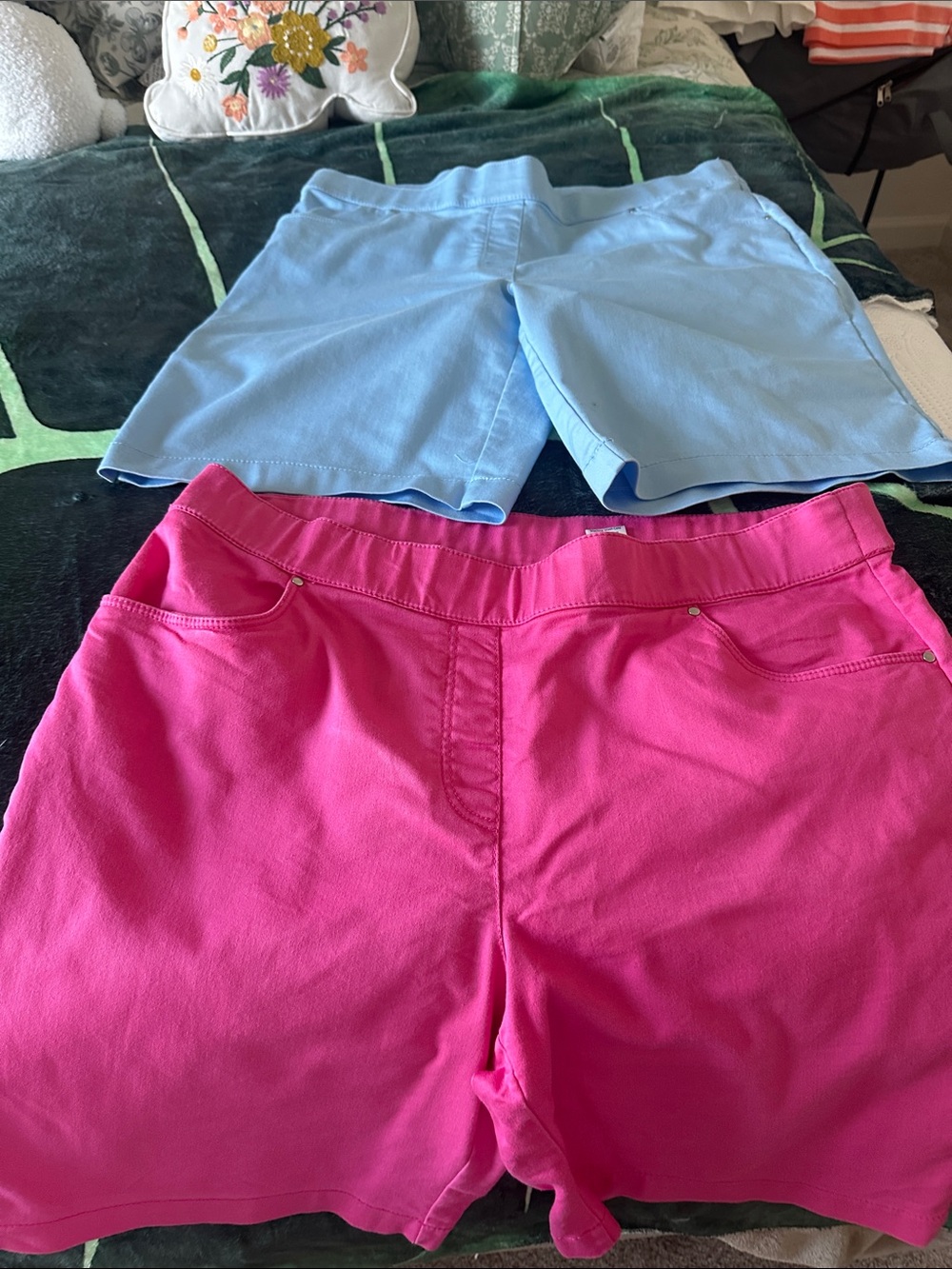 Coral Bay Hot Pink & Light Blue Pull-On Bermuda Shorts Duo